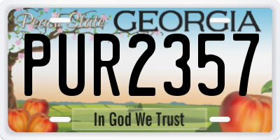 GA license plate PUR2357