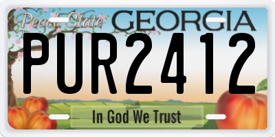 GA license plate PUR2412