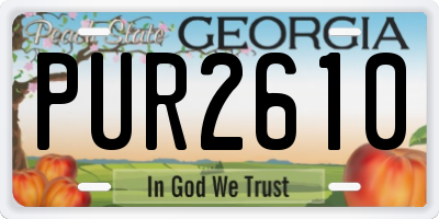 GA license plate PUR2610