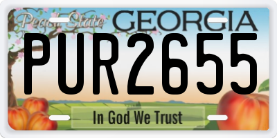GA license plate PUR2655