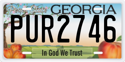 GA license plate PUR2746