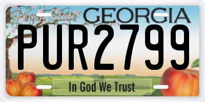 GA license plate PUR2799