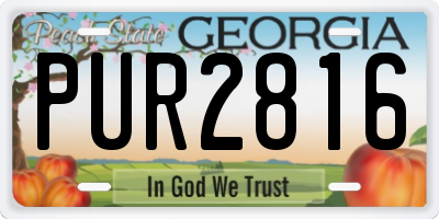 GA license plate PUR2816