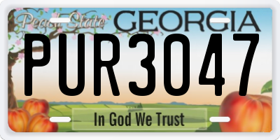 GA license plate PUR3047