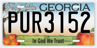 GA license plate PUR3152