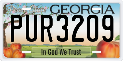 GA license plate PUR3209