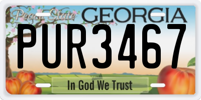 GA license plate PUR3467