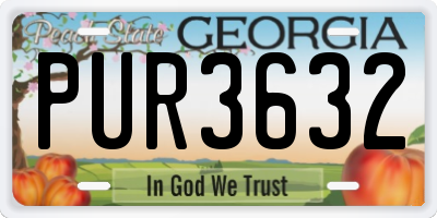 GA license plate PUR3632
