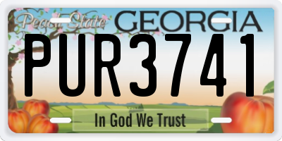 GA license plate PUR3741