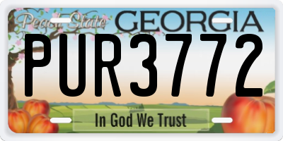 GA license plate PUR3772