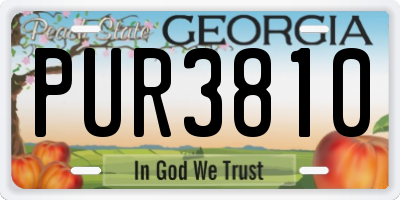 GA license plate PUR3810