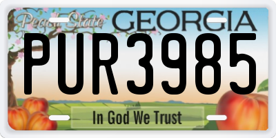 GA license plate PUR3985
