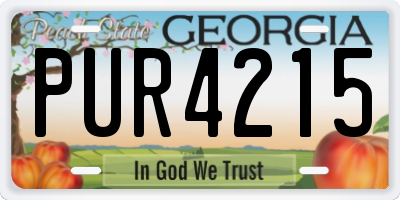 GA license plate PUR4215