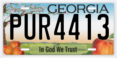 GA license plate PUR4413