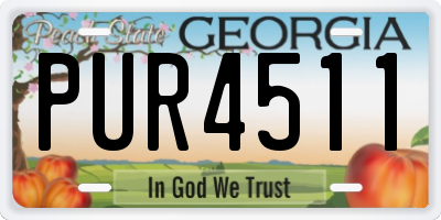 GA license plate PUR4511