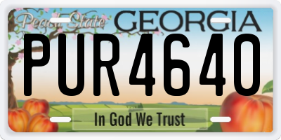GA license plate PUR4640