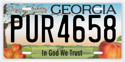 GA license plate PUR4658