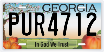GA license plate PUR4712