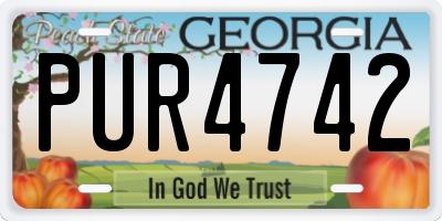 GA license plate PUR4742