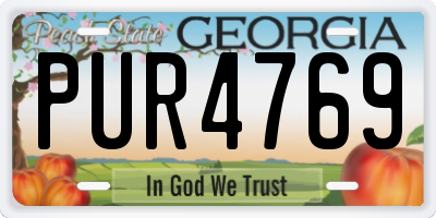 GA license plate PUR4769