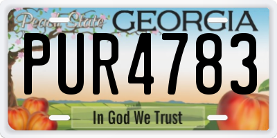 GA license plate PUR4783