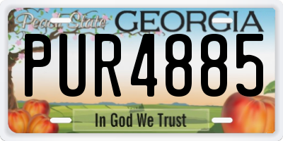 GA license plate PUR4885