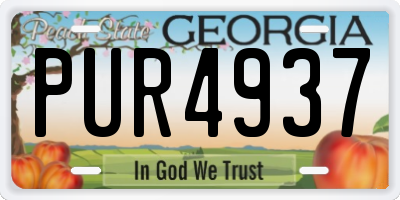 GA license plate PUR4937