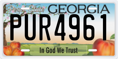 GA license plate PUR4961