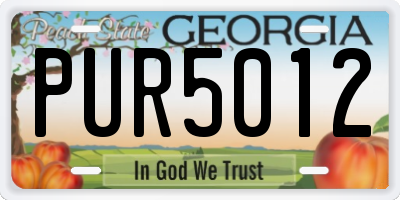 GA license plate PUR5012