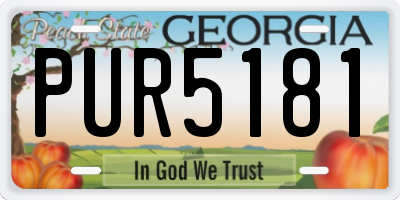 GA license plate PUR5181