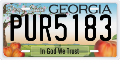 GA license plate PUR5183
