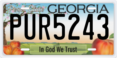 GA license plate PUR5243