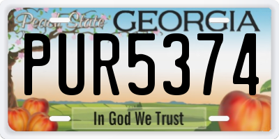 GA license plate PUR5374