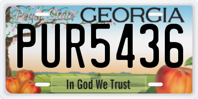 GA license plate PUR5436