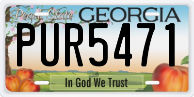 GA license plate PUR5471