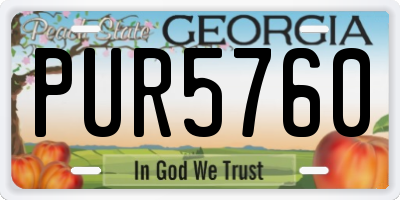 GA license plate PUR5760