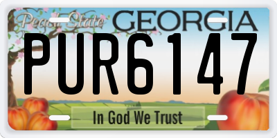 GA license plate PUR6147