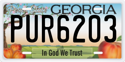GA license plate PUR6203
