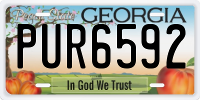 GA license plate PUR6592