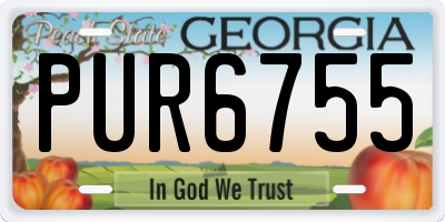 GA license plate PUR6755