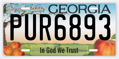GA license plate PUR6893