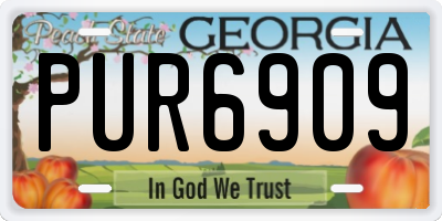 GA license plate PUR6909