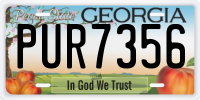GA license plate PUR7356