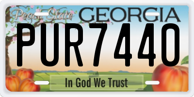 GA license plate PUR7440