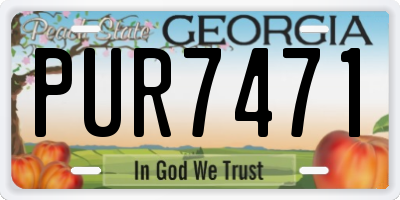 GA license plate PUR7471