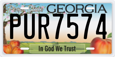 GA license plate PUR7574