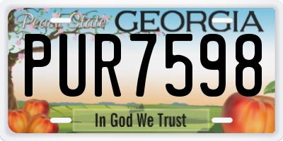 GA license plate PUR7598