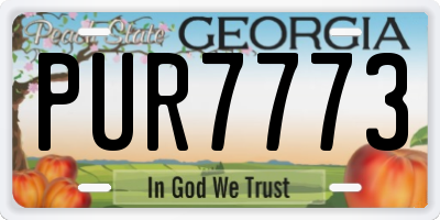 GA license plate PUR7773