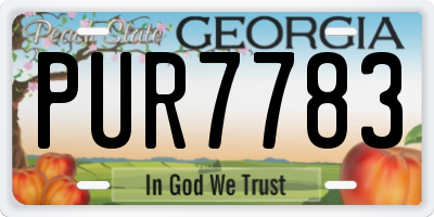 GA license plate PUR7783