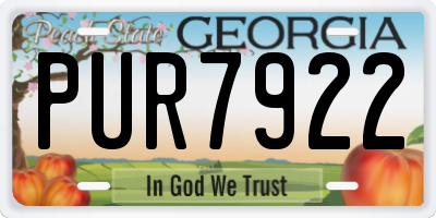 GA license plate PUR7922